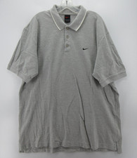 VINTAGE Nike Polo Shirt Men XL Gray Pullover Golf Y2K Swoosh Tennis Sportswear
