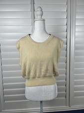 Cream Knit Sweater Vest Relaxed Sleeveless Pullover Top