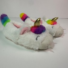 Unicorn Slippers Kids Plush Rainbow Cozy House Shoes Youth 2  3