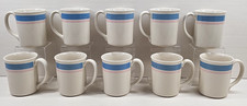 10 Corelle Colonial Blue Mug Set Vintage Corning Pink Rings Coffee Cup Retro Lot