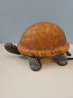 Vintage Turtle Lamp Amber Tiffany Style Glass Brass Base Tortoise Night Light