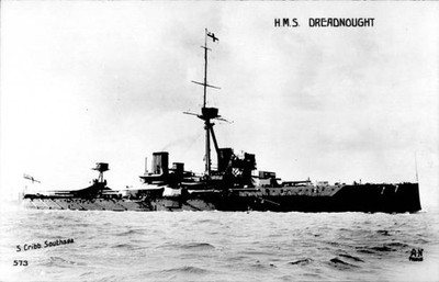 British Royal Navy Battleship Hms Dreadnought Shipping Naval Old Photo