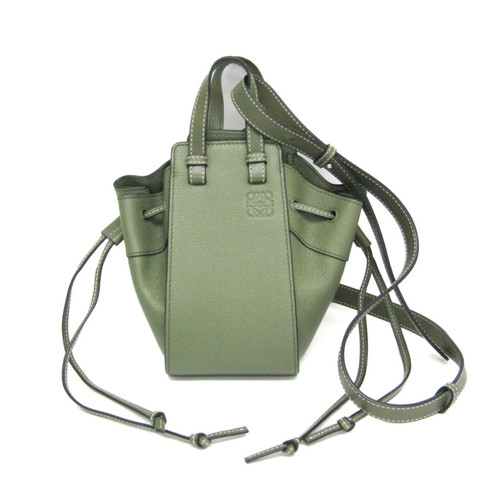 LOEWE Hammock Drawstring Mini Ladies Leather Handbag Shoulder Bag Green Used