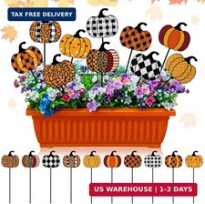 10 Pcs Fall Pumpkin Metal Garden Stakes Autumn Colorful Pumpkin Yard Signs Thank