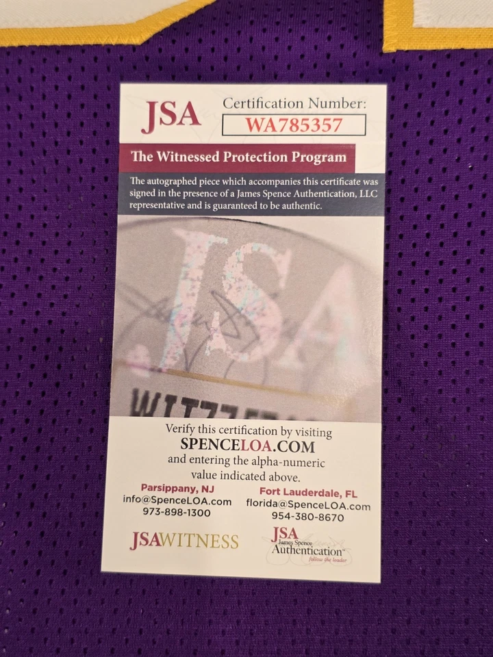 Carl Eller Autographed/Signed Jersey JSA COA Purple Custom Jersey  - Image 4 of 4