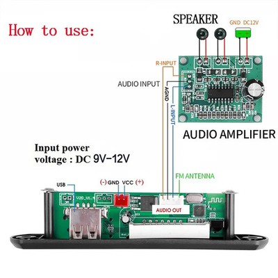 Audio Decoder Board Bluetooth 5.0 Car Kit Wireless Mp3 9v-12v Wma Music Player
