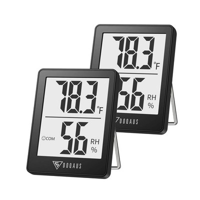DOQAUS Humidity Meter, 2 Pack Room Thermometer Indoor, 2 Pack, Black 