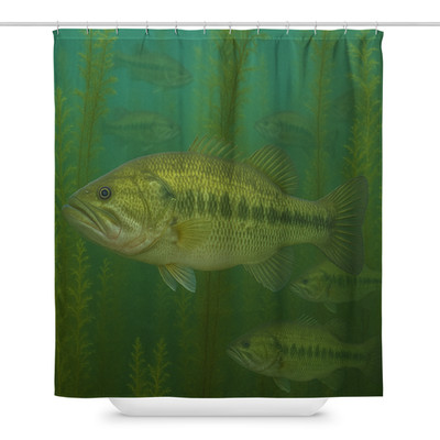Largemouth Bass    Underwater Freshwater Shower Curtain   Lake Fish