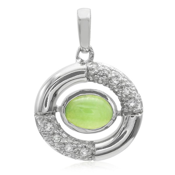 Cavill AnhäNger Sterlingsilber Mit Chrysopras 0,48Ct Oval Und WeißTopas-image