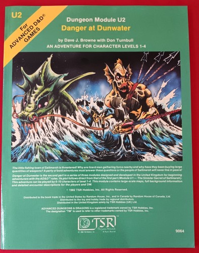 AD&D Module U2 Danger at Dunwater Dave J. Browne Don Turnbull TSR 1982 REPRINT - Picture 1 of 10