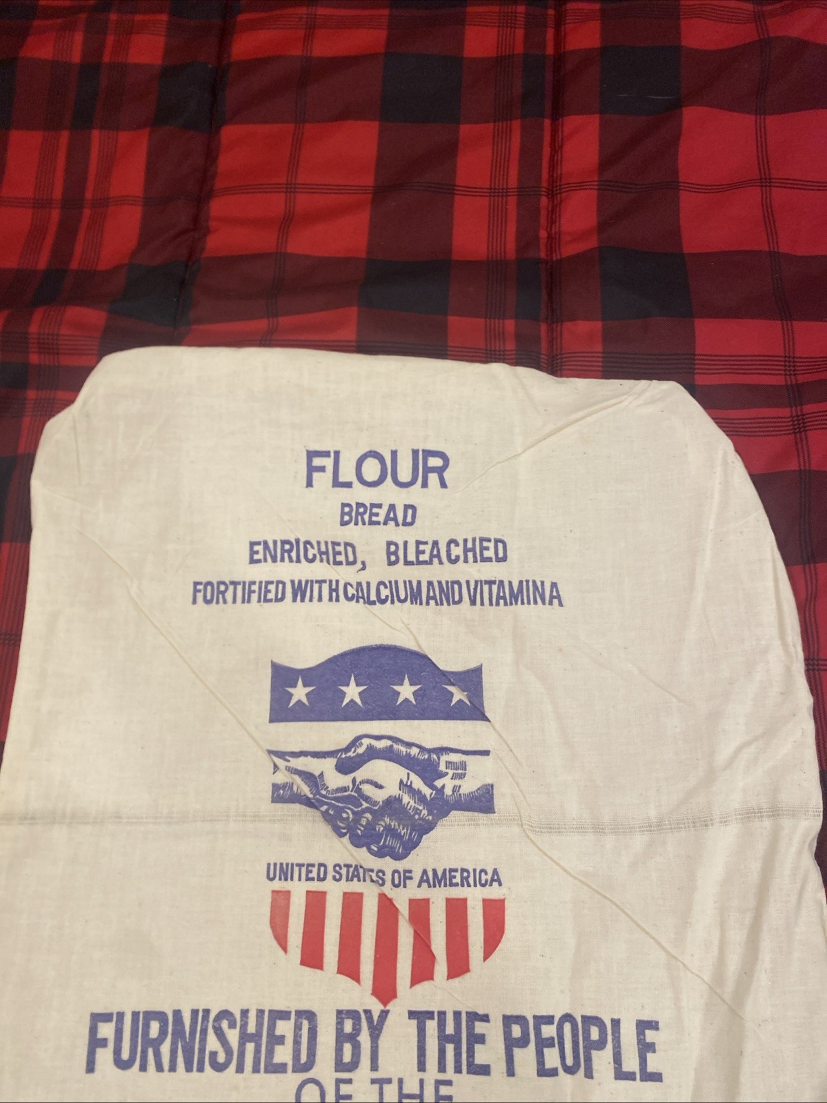 Vintage 50 Lb Flour Sack Donated By People Of The United States Of America