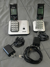 Vtech cordless phone with caller ID and voicemail w/ 2 headsets Silver/Black 