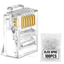 100 PCS RJ12 6P6C Telephone Plugs Transparent Modular Connector Crimp Cable