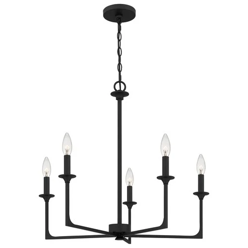 Prescott 5-Light Chandelier in Matte Black - Picture 3 of 7