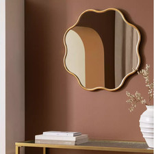 Habitat Gold Wavy Round Mirror 60x60cm Wall Mounted For Hallway Home Decor