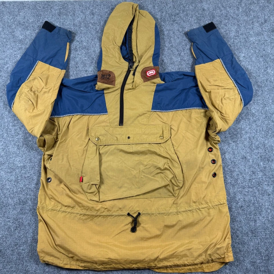 Ecko Unltd. Chaqueta vintage 1972 grande marrón bloque de color pulóver Anorak para hombre Foto 2 de 4