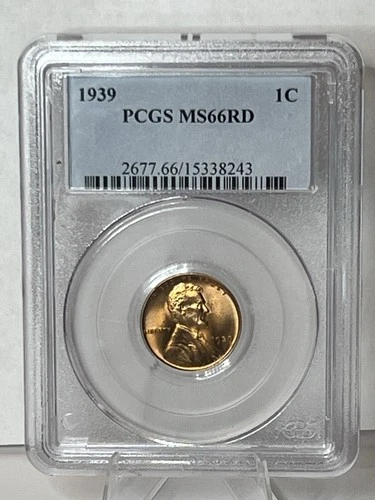 1939-P Lincoln Wheat Cent, PCGS MS 66 RED, Beautiful Wheat Penny
