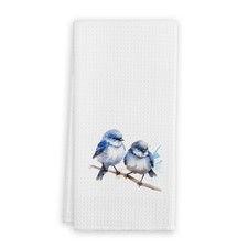 Blue Bird Kitchen Towels Blue and White Bird Hand TowelsBathroom Kitchen Deco...