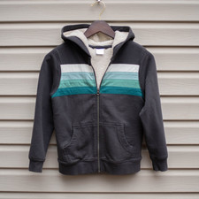 Hanna Andersson Boys Sherpa Lined Hoodie Full Zip Sweatshirt Gray US 8 / 130 cm