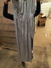 Michael Kors Concrete Silver Metallic Fit & Flared  Print Dress Womens Extra L
