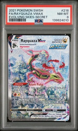 2021 POKEMON SWORD & SHIELD EVOLVING SKIES SECRET FULL ART/RAYQUAZA VMAX PSA 8