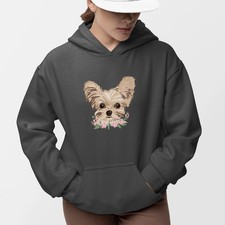 Yorkie Dog Hoodie Floral Puppy Graphic Pullover Cute Yorkie Lover Gift