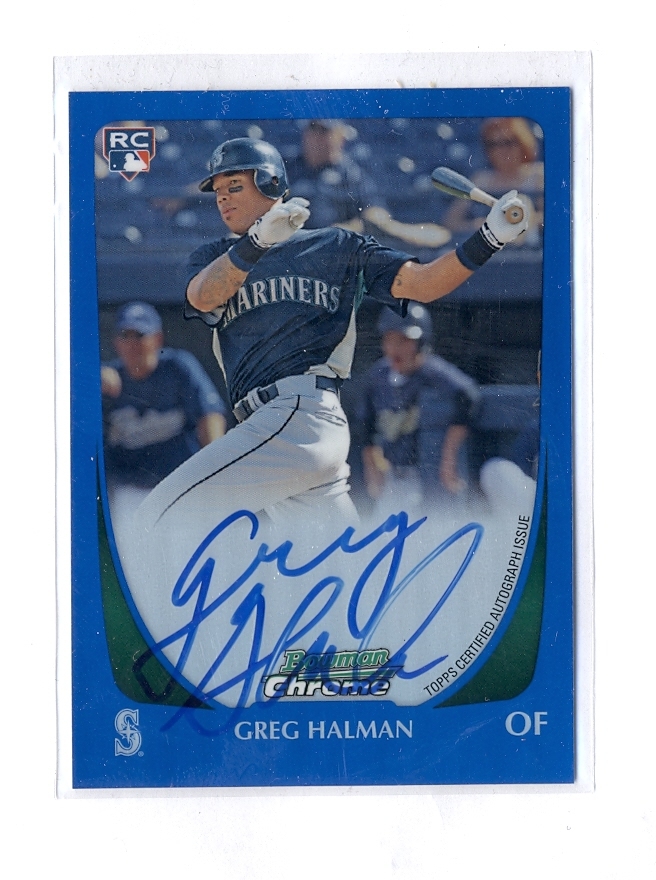 Greg Halman 2011 Bowman Chrome Rookie Autograph Blue Refractor Auto 178/250