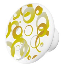 Yellow Retro Circles Pattern Ceramic Cabinet Drawer Knob