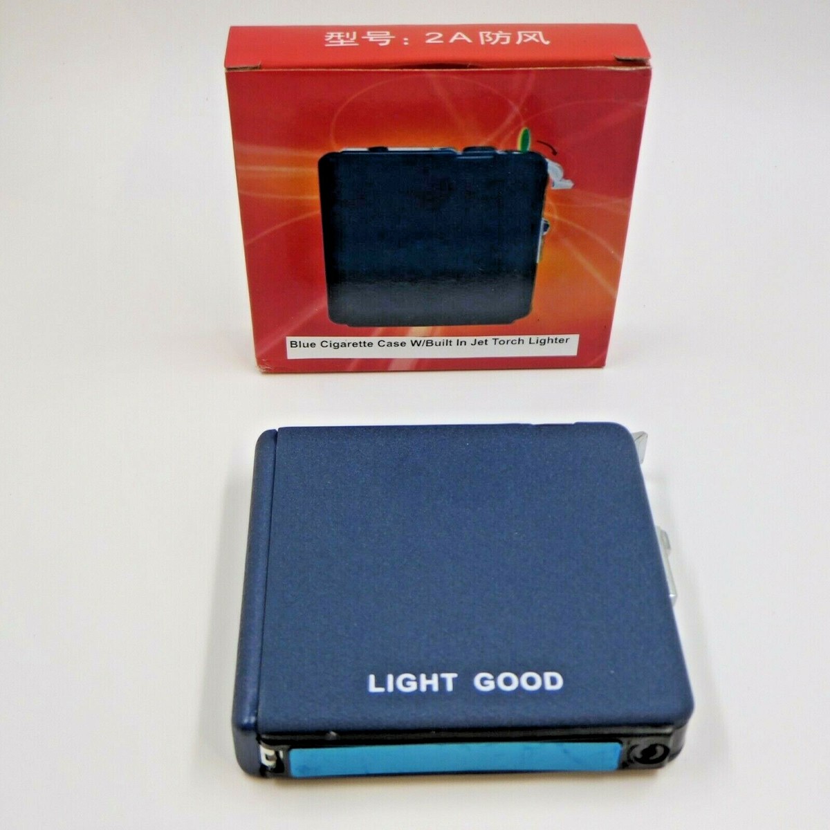 Blue Cigarette Ejection Case With Built In Jet Torch Lighter King Size USA  Stock