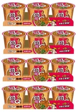 (12 PCS) UNI-PRESIDENT AH-Q Hot & Spicy Beef Instant Noodles 阿Q桶麵 紅椒牛肉風味桶