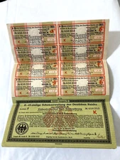 German Treasury Bond 1,00000 Mark w/coupons 1923 Uncancelled  Germany