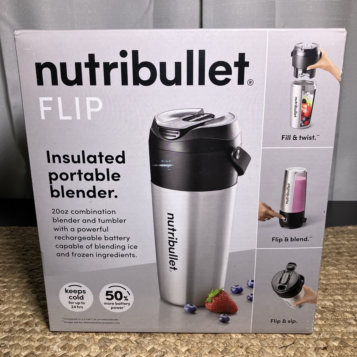 New! Nutribullet Flip Insulated Portable Blender in Brushed