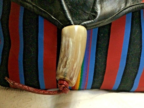 Vintage Furst & Mooney Handbag Shoulder or crossbody stripe canvas and leather, - Picture 2 of 10