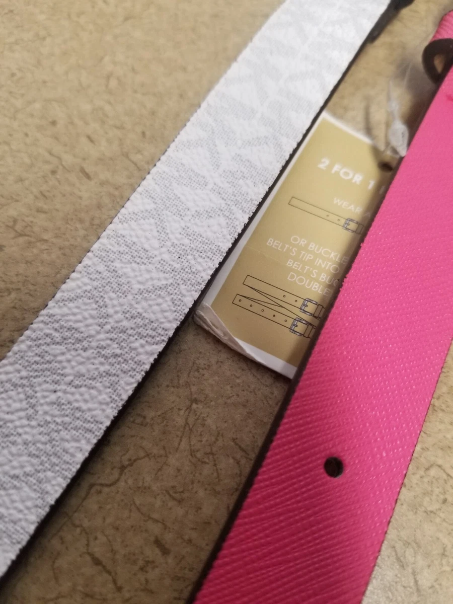 MICHAEL KORS 2 FOR 1 BELT SET SIZE L HOT PINK WHITE