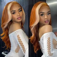Ginger Lace Front Wigs 13x4 Blonde Highlight Virgin Remy Human Hair Pre Plucked