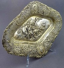 Obstschale 800er Silber Schale Engel Rosen Korb durchbrochen Sch&auml;fer Szene (102)