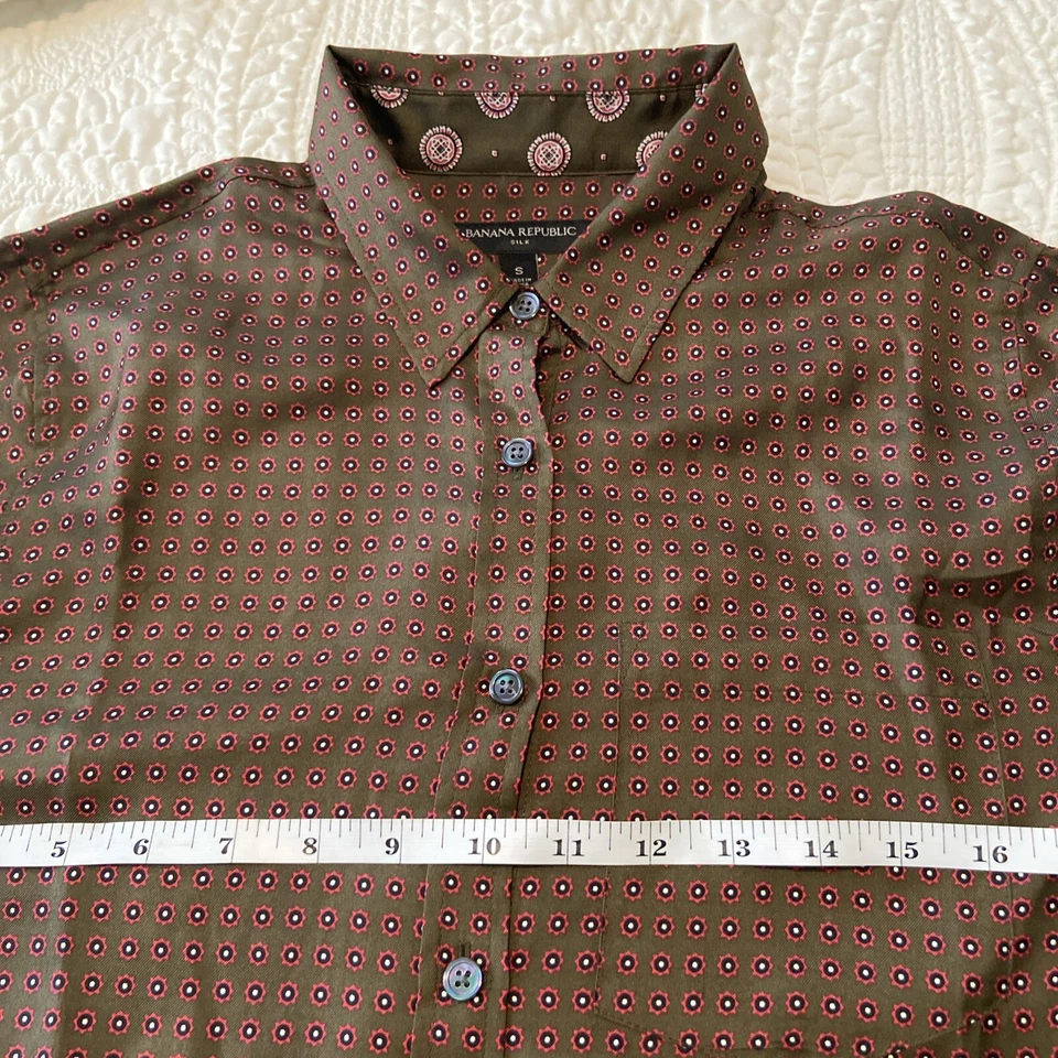 Blusa Banana Republic Seda Manga Larga Estampado Marrón Talla S Blusa Foto 3 de 4