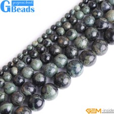 Round Natural Stone Blue Rhyolite Kambaba Jasper Jewelry Making Beads 15"