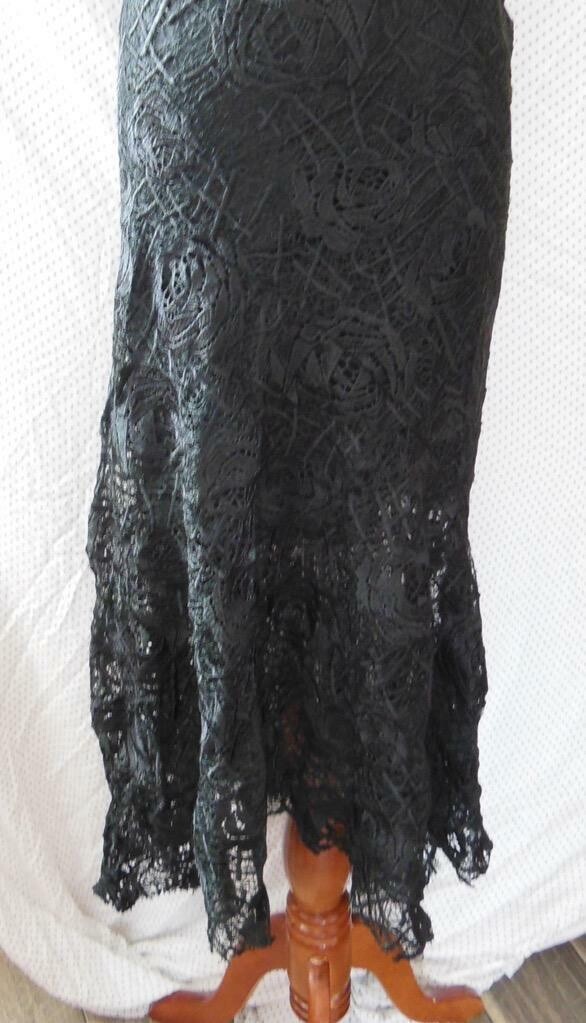 NEW FEW MODA NY Black LACE Strapless RUFFLE HEM High-Low EVENING Midi DRESS  S | eBay