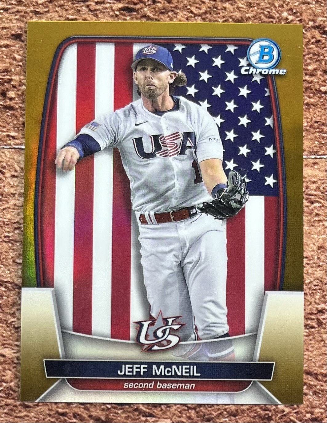 2023 Bowman Chrome JEFF MCNEIL World Baseball GOLD Classic Refractor /50 WBC USA
