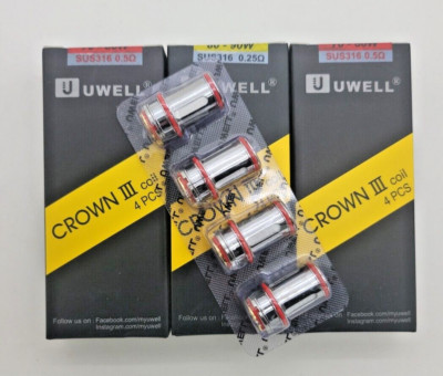 4 Stück Uwell Crown 3 Verdampferköpfe Coils  0.25 Ohm / 0,5 Ohm