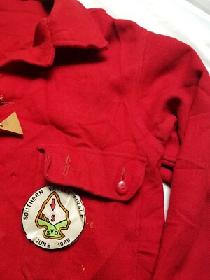Vintage Boy Scouts BSA Wool Shirt Jacket Coat 70s 60s Patches SIZE