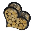 Herzform Kamin holz Regal schwarz rund Brennholz Maße 52 x 54 Box Ständer Metall