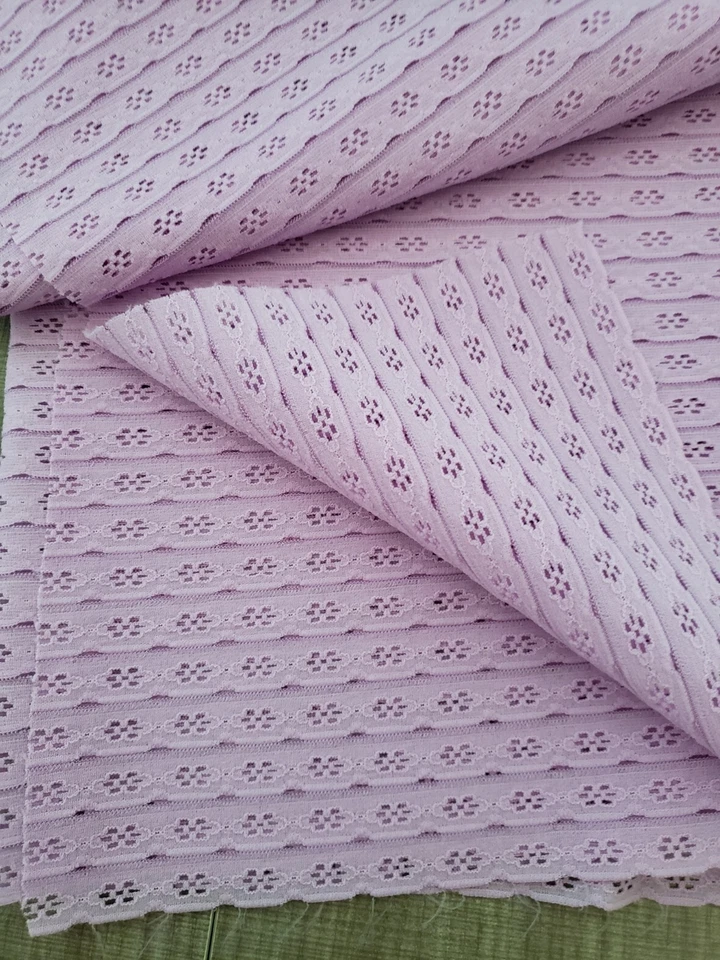 One-way Stretch Eyelet Lace Stripes Lilac Fabric 24 L "x 36 W" - Image 3 of 3
