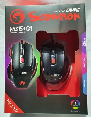 MARVO SCORPION 7 buttons Gaming Mouse M315 adjustable DPI+ SMALL MOUSEPAD G1 NEW