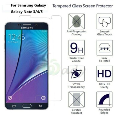 5-Pack Premium Tempered GLASS Screen Protector For SAMSUNG GALAXY Note 3/4/5