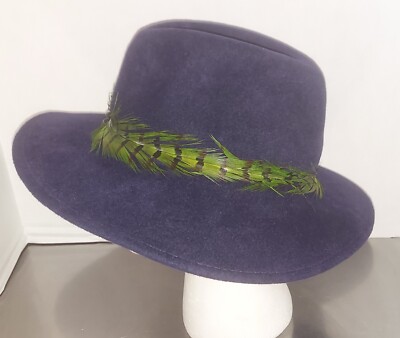 Eugenia Kim Navy Blue 100% Rabbit Fur Felt Ladies Fedora Hat  display picture 3