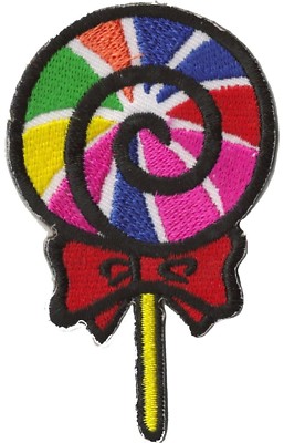 Patch Thermocollant Enfant - Motif Bonbon Rond - Tissu Coton Noir - Neuf