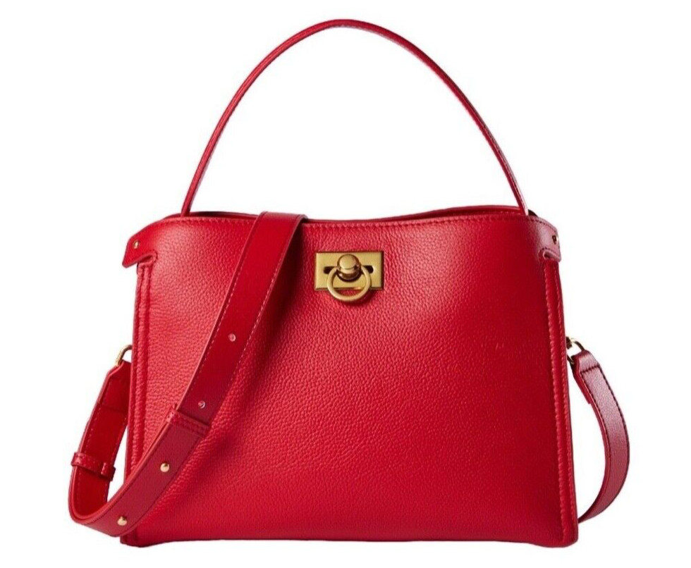 Red Genuine Leather Handbag/Top Handle/Classic Design Satchel