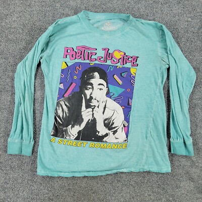 Poetic Justice Shirt Women Medium Blue Teal Tupac Shakur